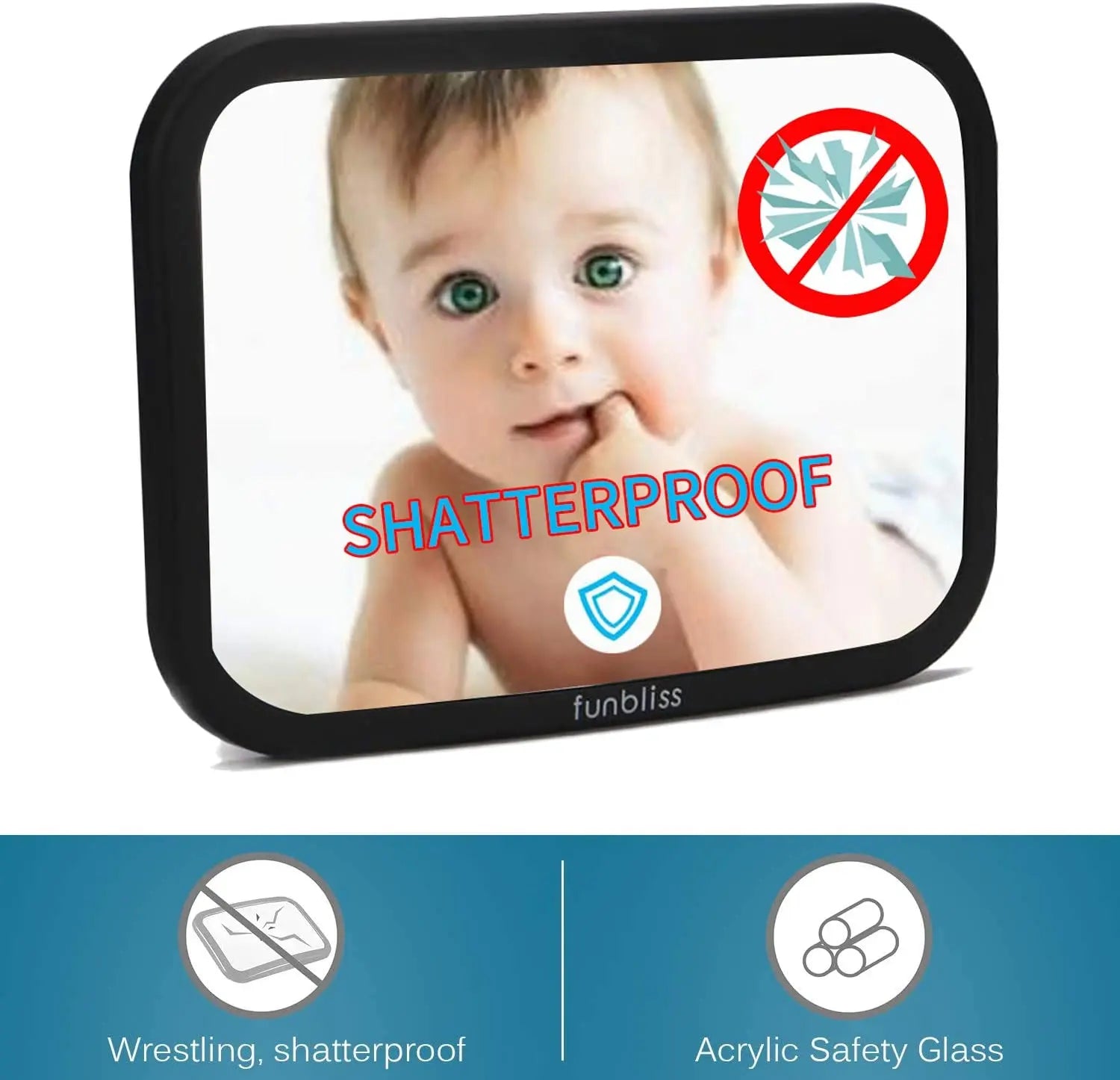 Funbliss Baby car Mirror Most Stable Backseat Mirror with Premium Matte Finish-Super Clear PMMA Material Mirror-Safe, Secure and Shatterproof,Black pattanaustralia